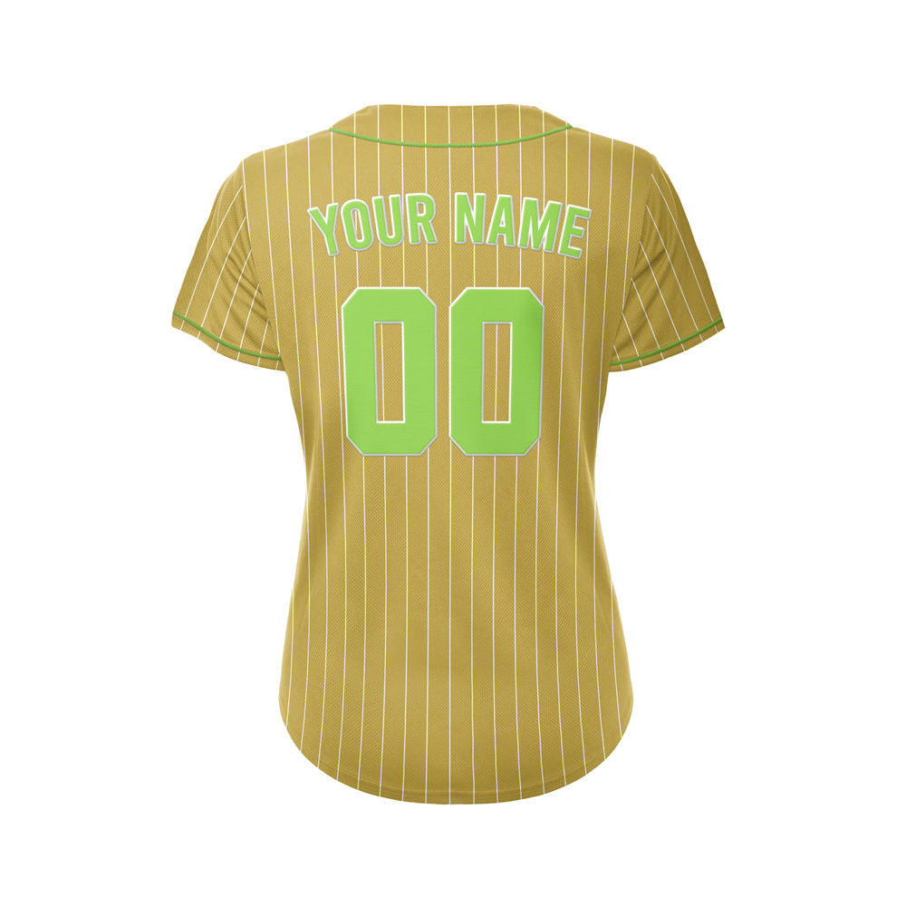 Women Custom Sublimation Gold Pinstripe Baseball Jersey