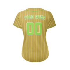 Women Custom Sublimation Gold Pinstripe Baseball Jersey