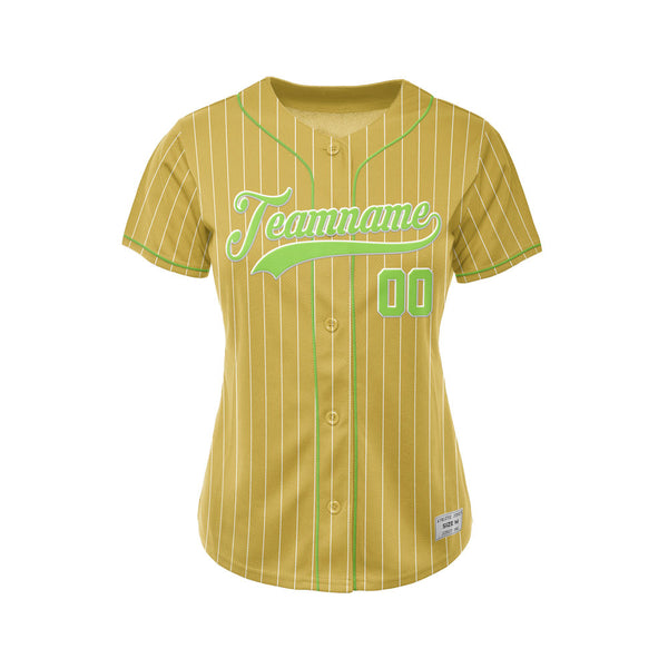 Women Custom Sublimation Gold Pinstripe Baseball Jersey