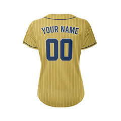 Women Custom Sublimation Gold Pinstripe Baseball Jersey