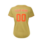 Women Custom Sublimation Gold Pinstripe Baseball Jersey thumbnail
