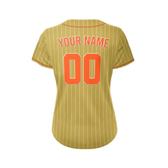 Women Custom Sublimation Gold Pinstripe Baseball Jersey
