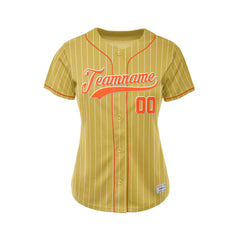 Women Custom Sublimation Gold Pinstripe Baseball Jersey