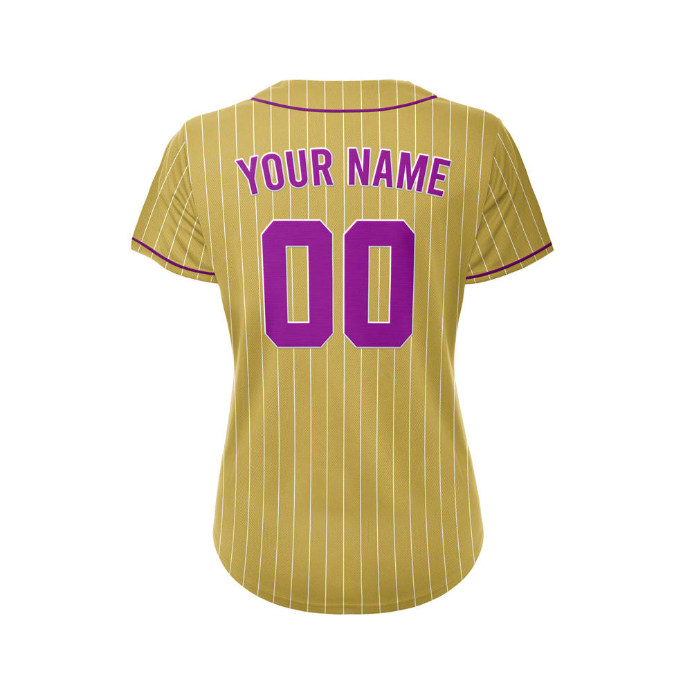 Women Custom Sublimation Gold Pinstripe Baseball Jersey