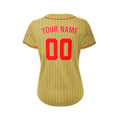 Women Custom Sublimation Gold Pinstripe Baseball Jersey