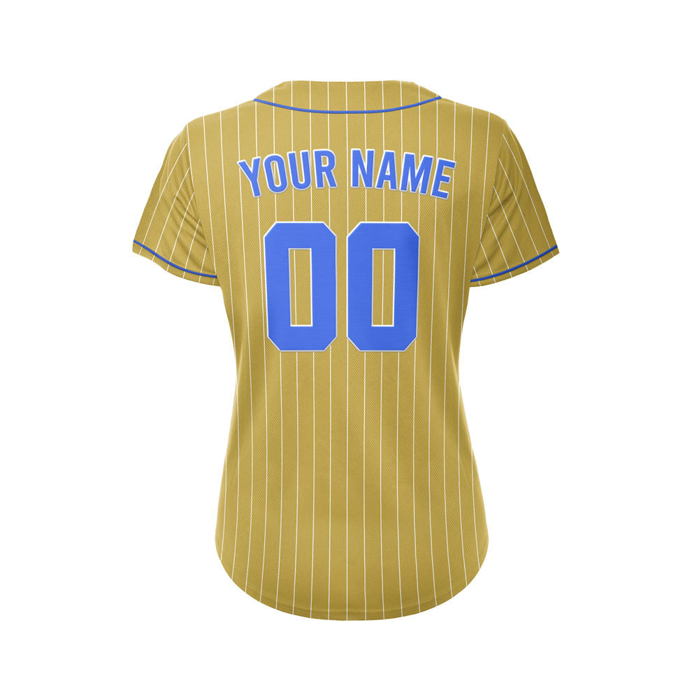 Women Custom Sublimation Gold Pinstripe Baseball Jersey