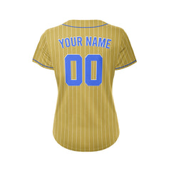 Women Custom Sublimation Gold Pinstripe Baseball Jersey