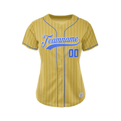 Women Custom Sublimation Gold Pinstripe Baseball Jersey