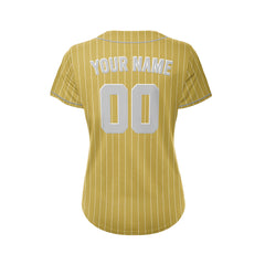 Women Custom Sublimation Gold Pinstripe Baseball Jersey