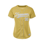 Women Custom Sublimation Gold Pinstripe Baseball Jersey thumbnail