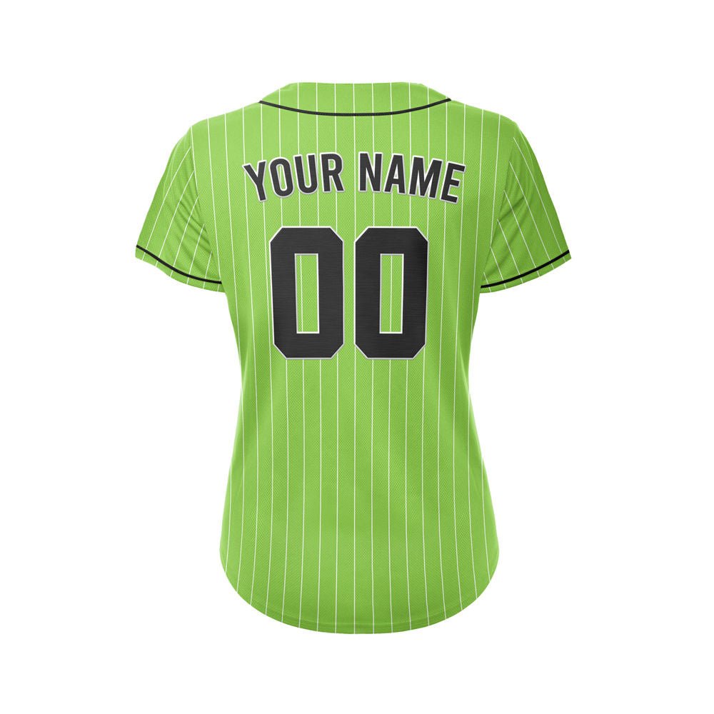Women Custom Pinstripe Baseball Jersey Green Black Sublimation Jersey One