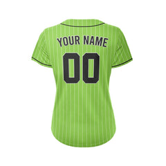 Women Custom Pinstripe Baseball Jersey Green Black Sublimation Jersey One