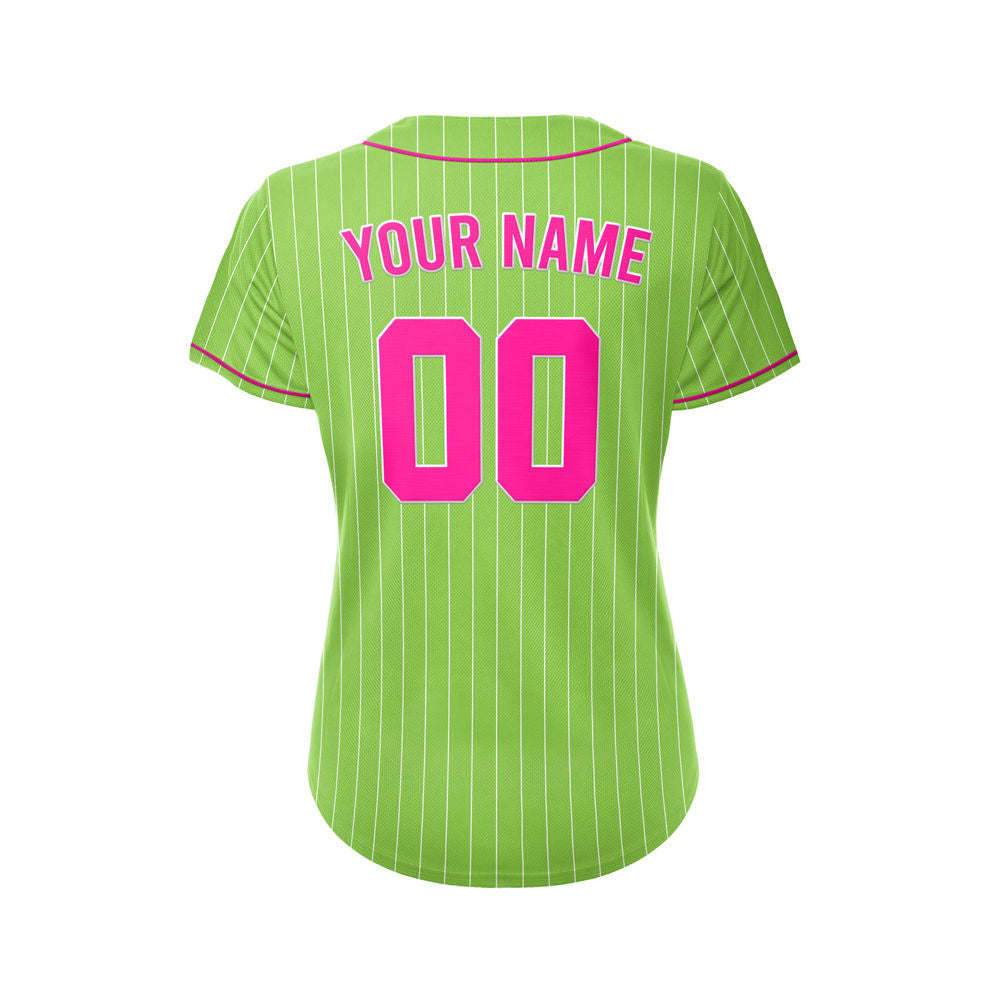 Women Custom Sublimation Green Pinstripe Baseball Jersey