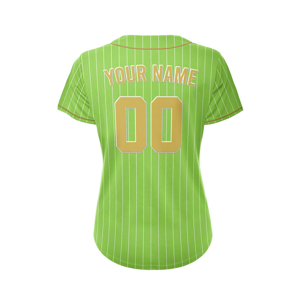 Women Custom Sublimation Green Pinstripe Baseball Jersey