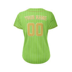 Women Custom Sublimation Green Pinstripe Baseball Jersey