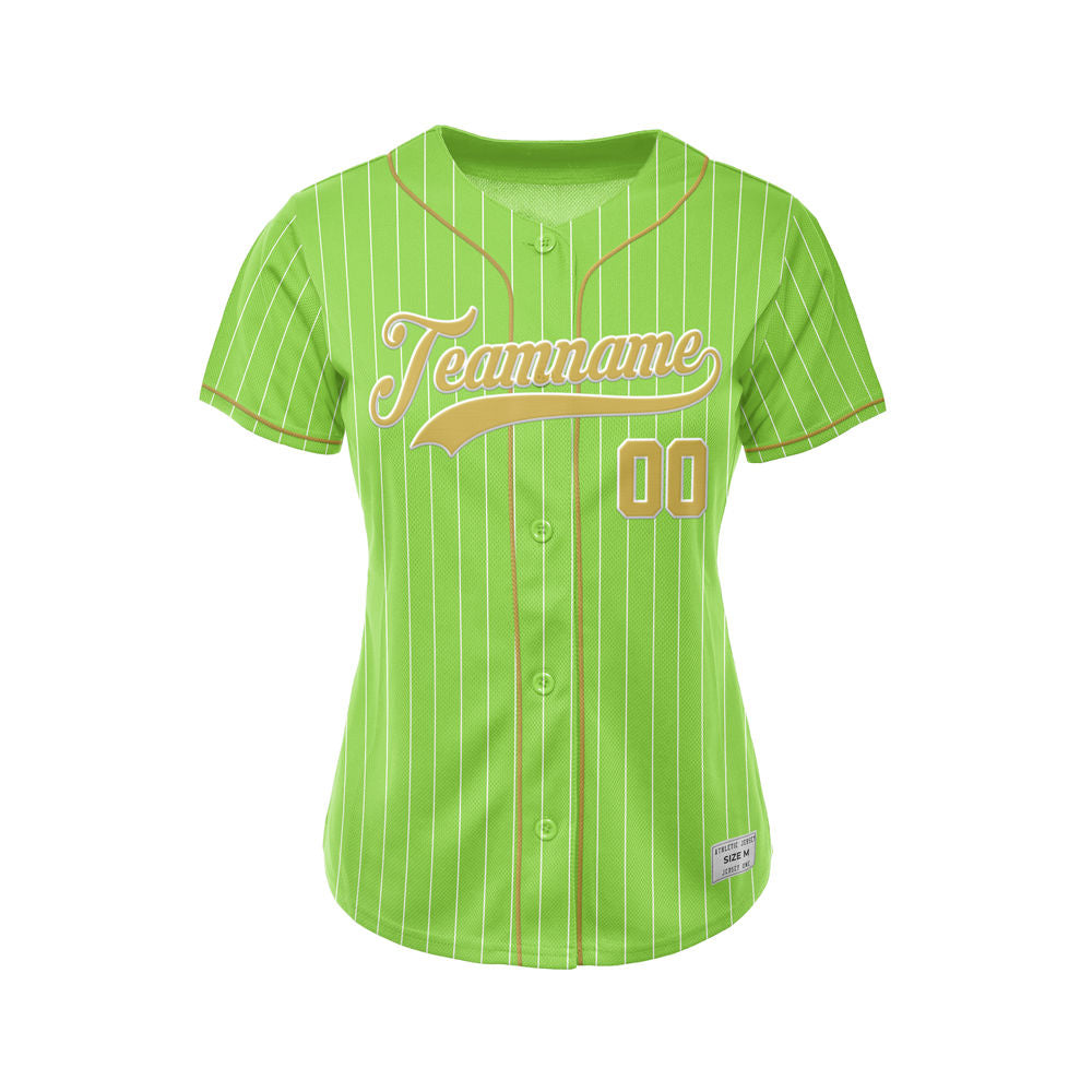 Women Custom Sublimation Green Pinstripe Baseball Jersey