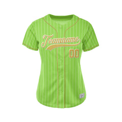 Women Custom Sublimation Green Pinstripe Baseball Jersey