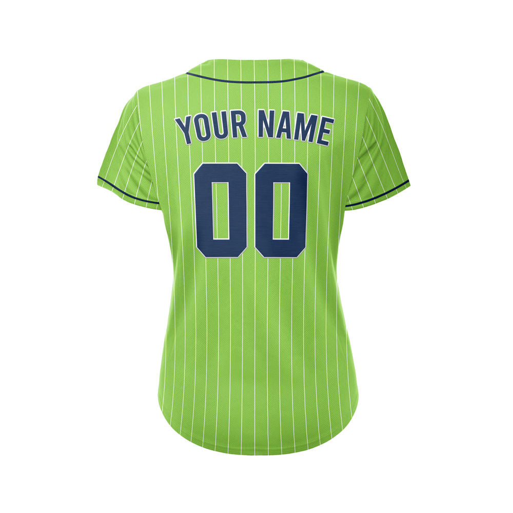 Women Custom Sublimation Green Pinstripe Baseball Jersey