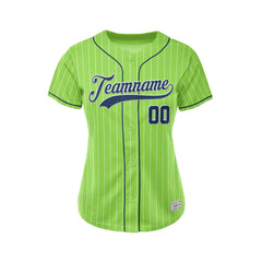 Women Custom Sublimation Green Pinstripe Baseball Jersey