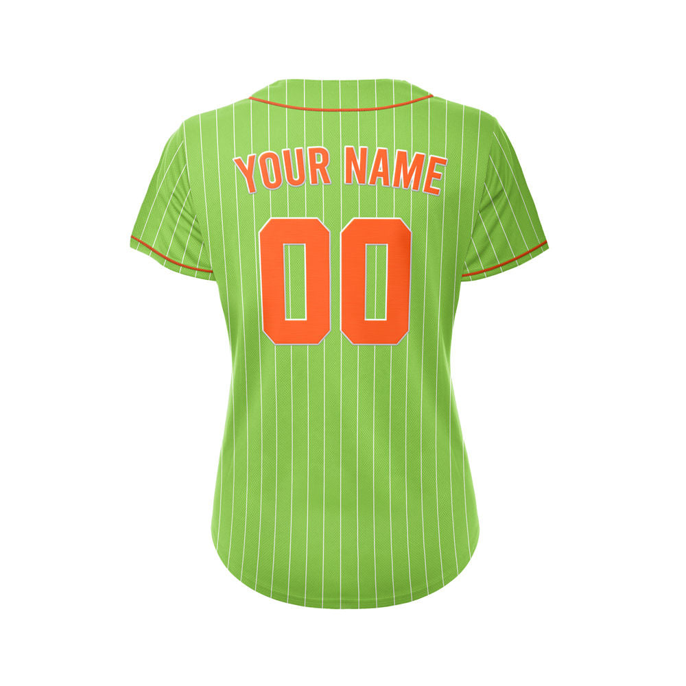 Women Custom Sublimation Green Pinstripe Baseball Jersey