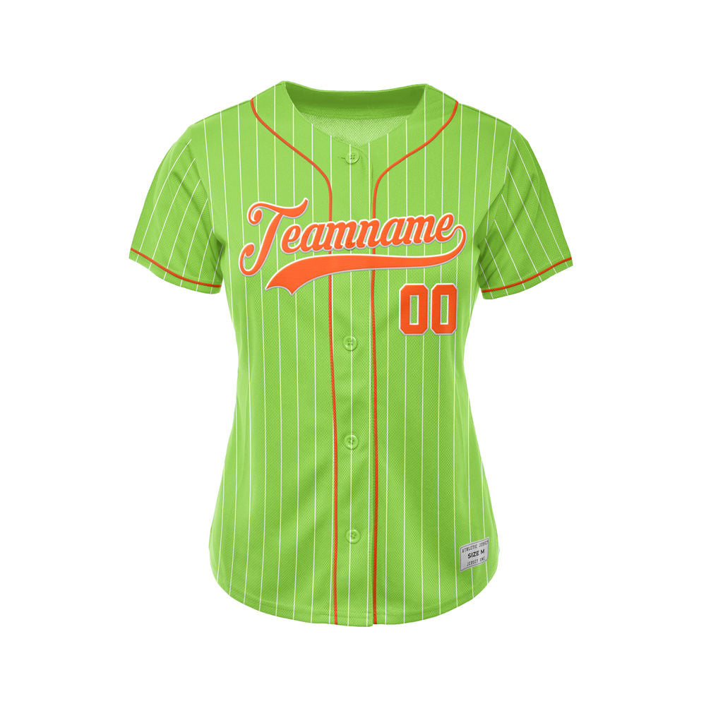 Women Custom Sublimation Green Pinstripe Baseball Jersey