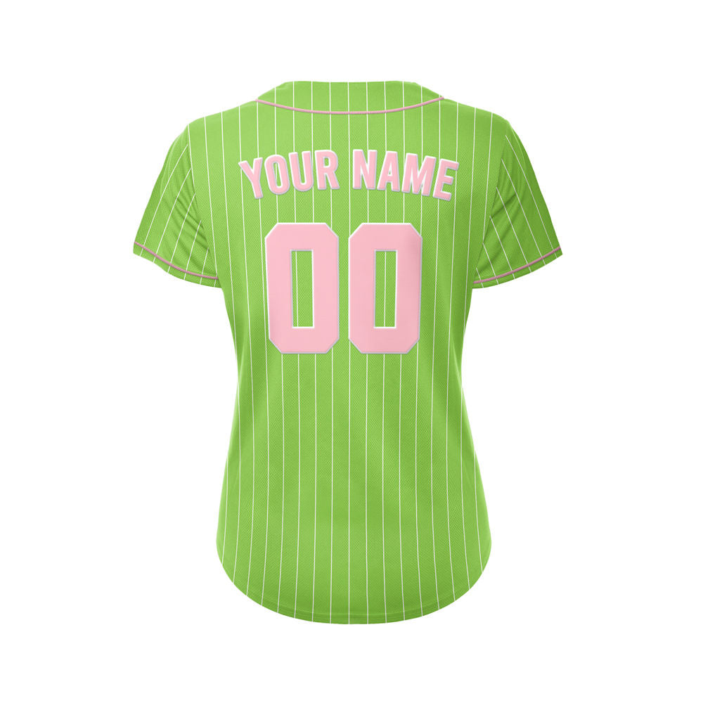 Women Custom Sublimation Green Pinstripe Baseball Jersey