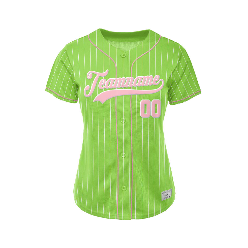 Women Custom Sublimation Green Pinstripe Baseball Jersey