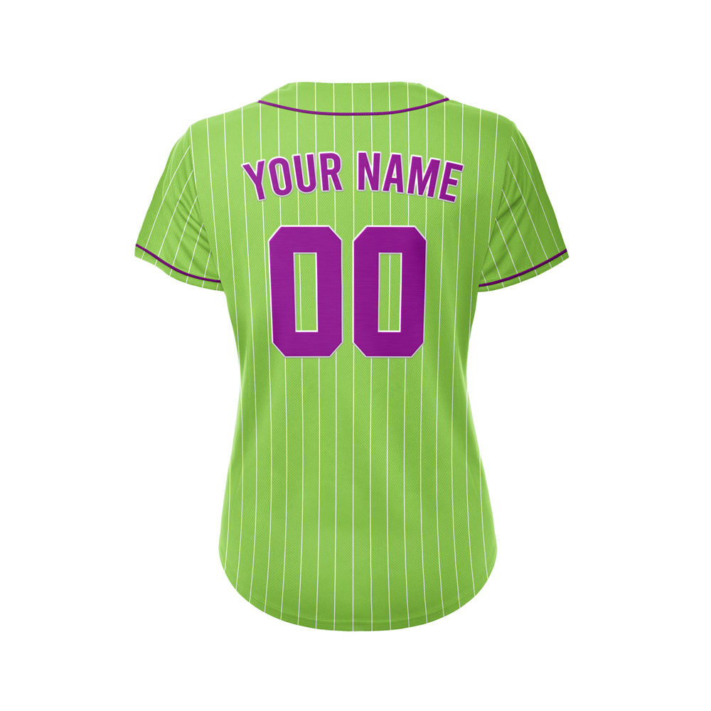 Women Custom Sublimation Green Pinstripe Baseball Jersey