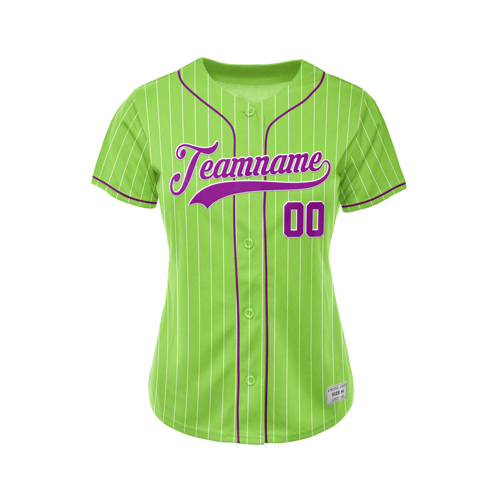 Women Custom Sublimation Green Pinstripe Baseball Jersey