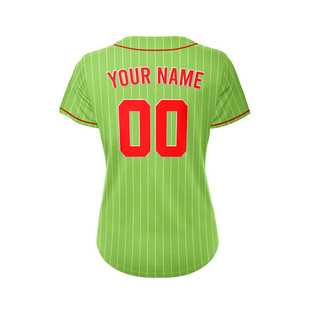 Women Custom Sublimation Green Pinstripe Baseball Jersey