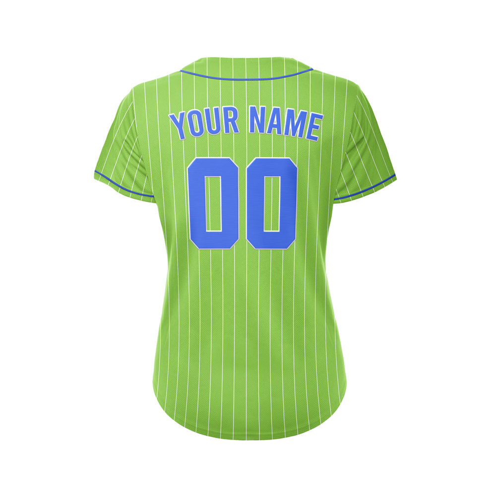 Women Custom Sublimation Green Pinstripe Baseball Jersey