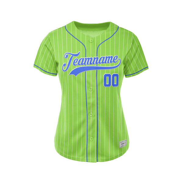 Women Custom Sublimation Green Pinstripe Baseball Jersey