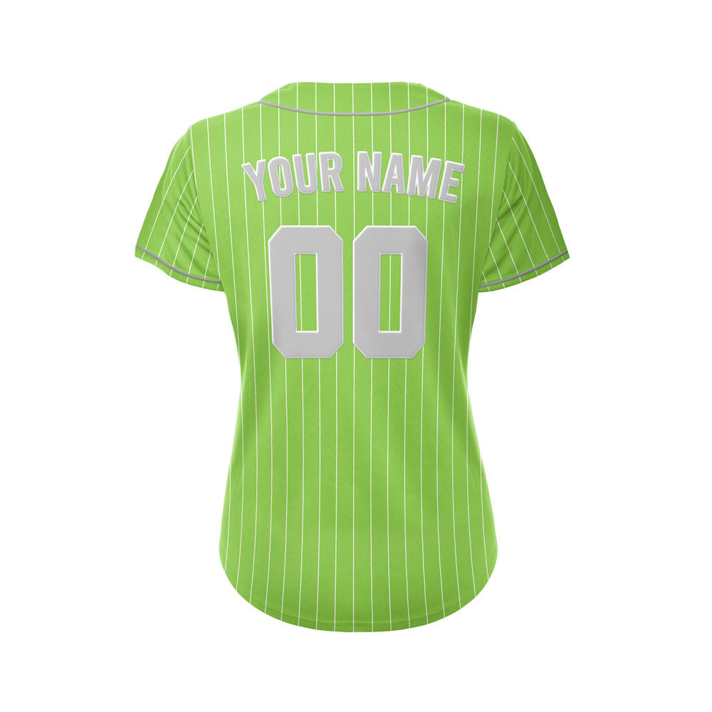 Women Custom Sublimation Green Pinstripe Baseball Jersey