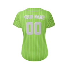 Women Custom Sublimation Green Pinstripe Baseball Jersey