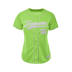 Women Custom Sublimation Green Pinstripe Baseball Jersey