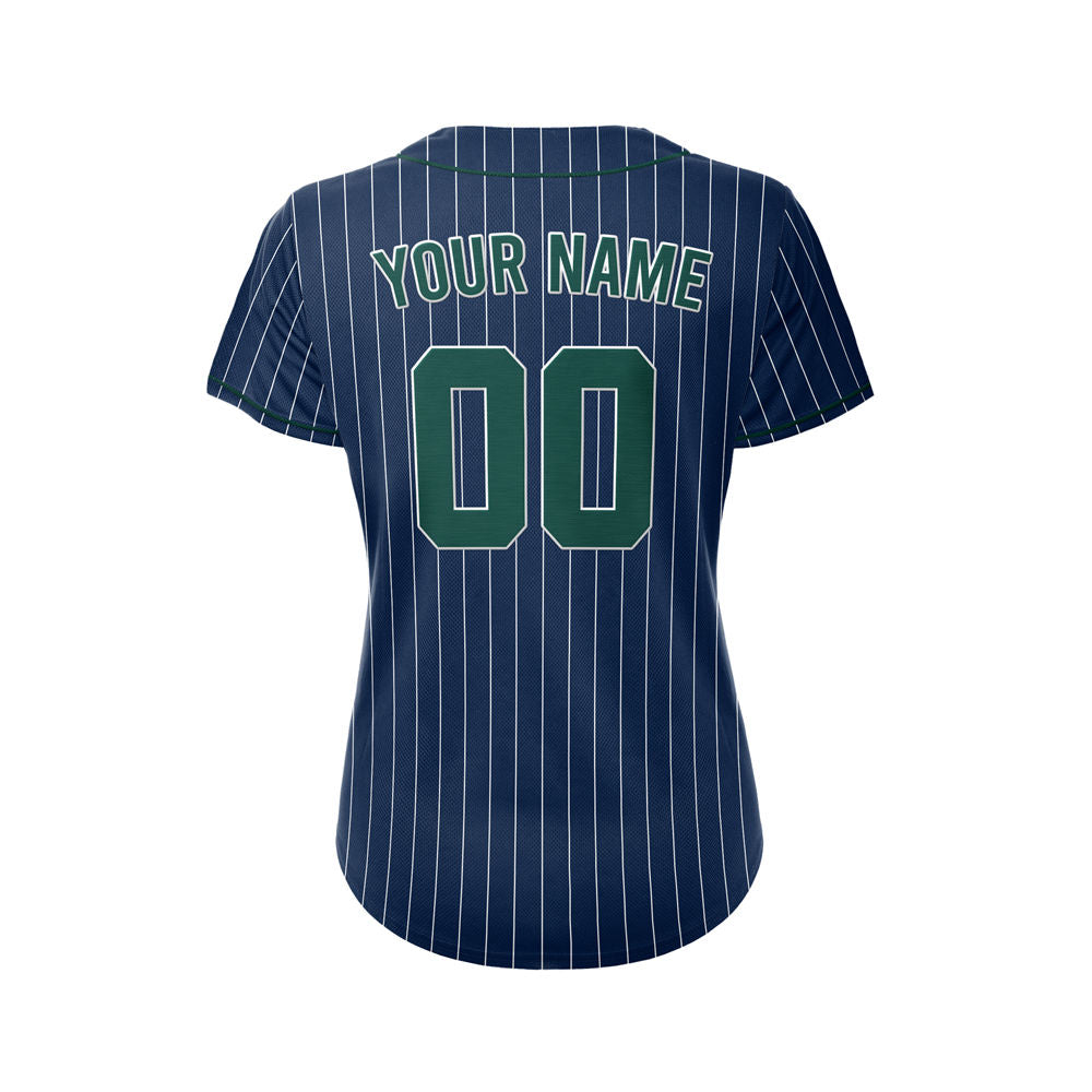 Women Custom Sublimation Navy Pinstripe Baseball Jersey