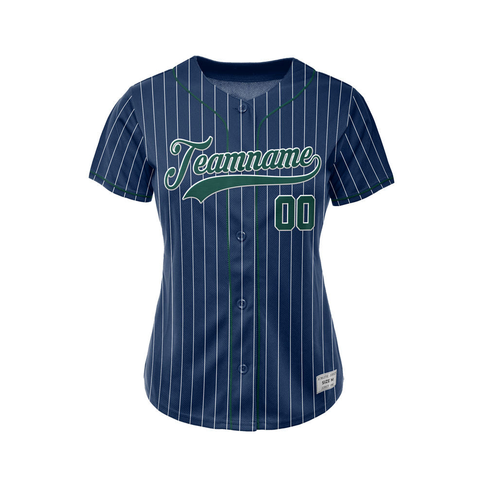 Women Custom Sublimation Navy Pinstripe Baseball Jersey