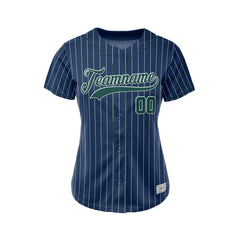 Women Custom Sublimation Navy Pinstripe Baseball Jersey