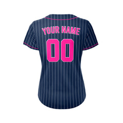Women Custom Sublimation Navy Pinstripe Baseball Jersey