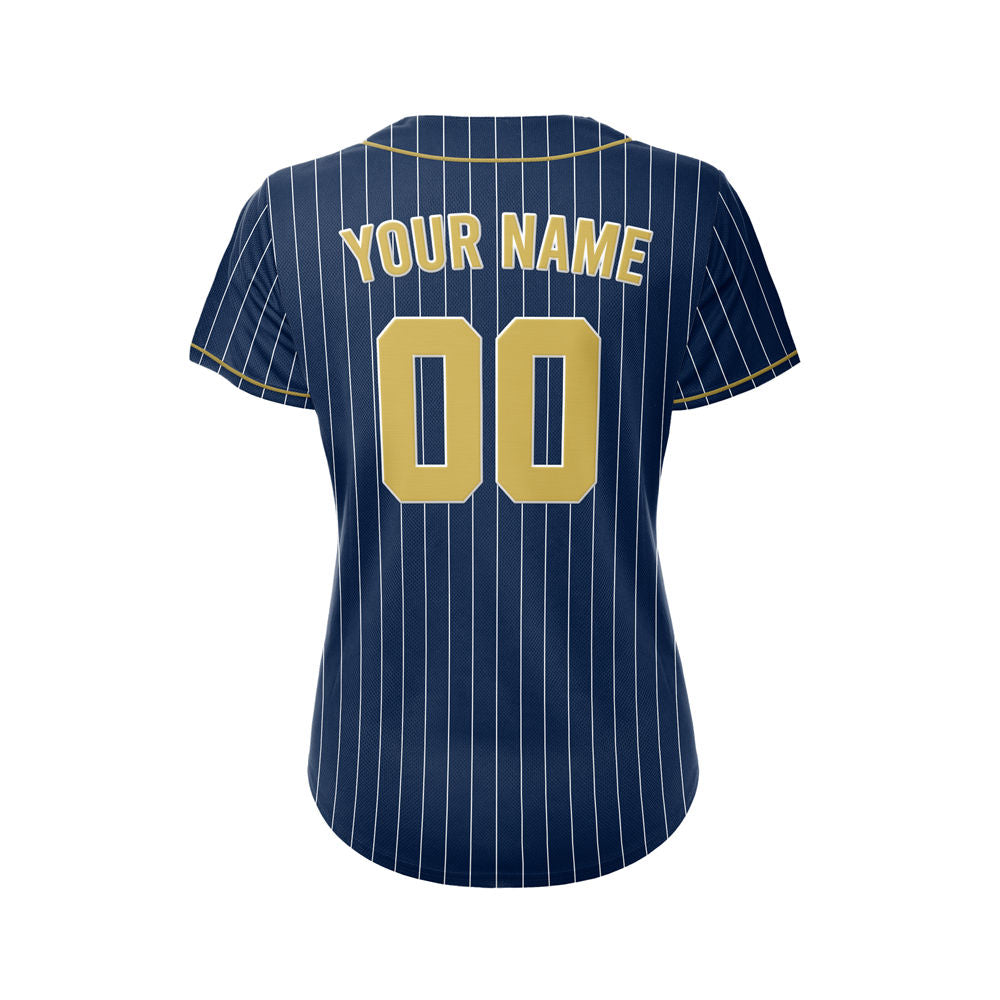 Women Custom Sublimation Navy Pinstripe Baseball Jersey