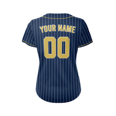 Women Custom Sublimation Navy Pinstripe Baseball Jersey