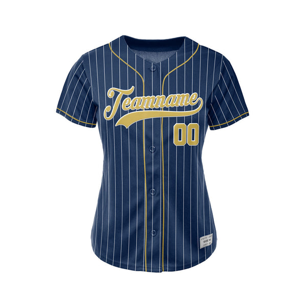 Women Custom Sublimation Navy Pinstripe Baseball Jersey
