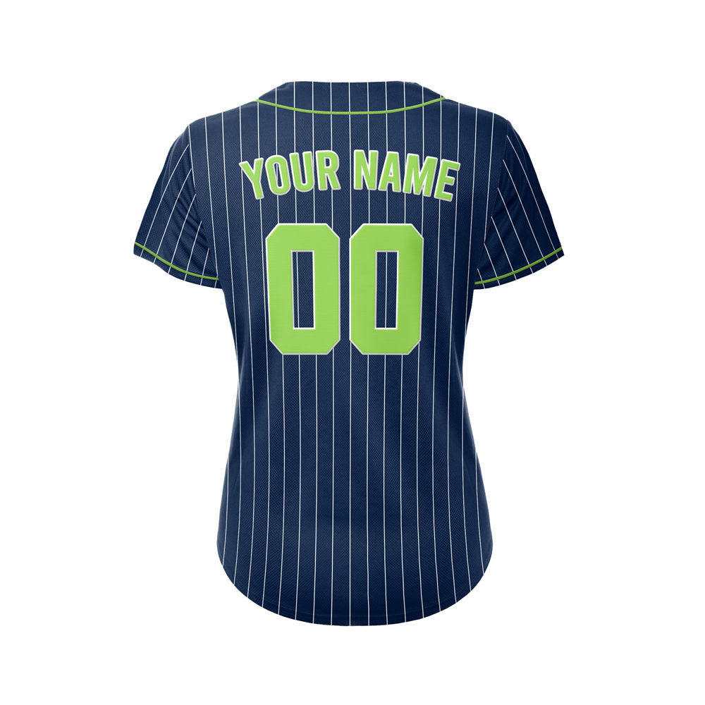 Women Custom Sublimation Navy Pinstripe Baseball Jersey