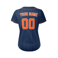 Women Custom Sublimation Navy Pinstripe Baseball Jersey