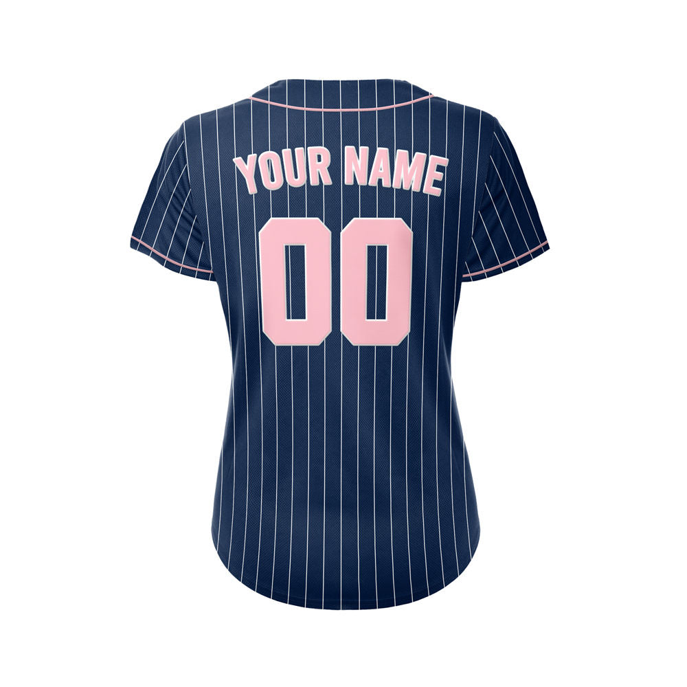 Women Custom Sublimation Navy Pinstripe Baseball Jersey