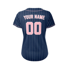 Women Custom Sublimation Navy Pinstripe Baseball Jersey