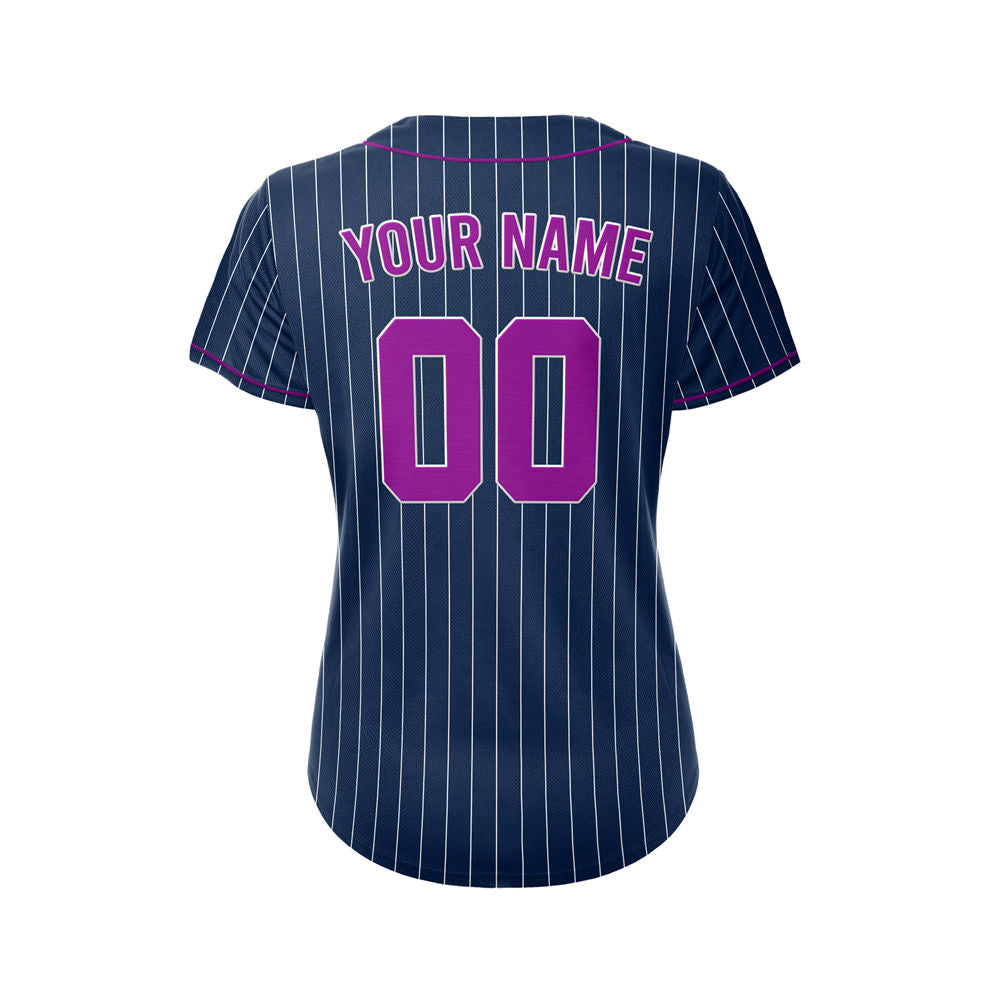 Women Custom Sublimation Navy Pinstripe Baseball Jersey