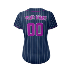 Women Custom Sublimation Navy Pinstripe Baseball Jersey