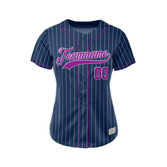 Women Custom Sublimation Navy Pinstripe Baseball Jersey
