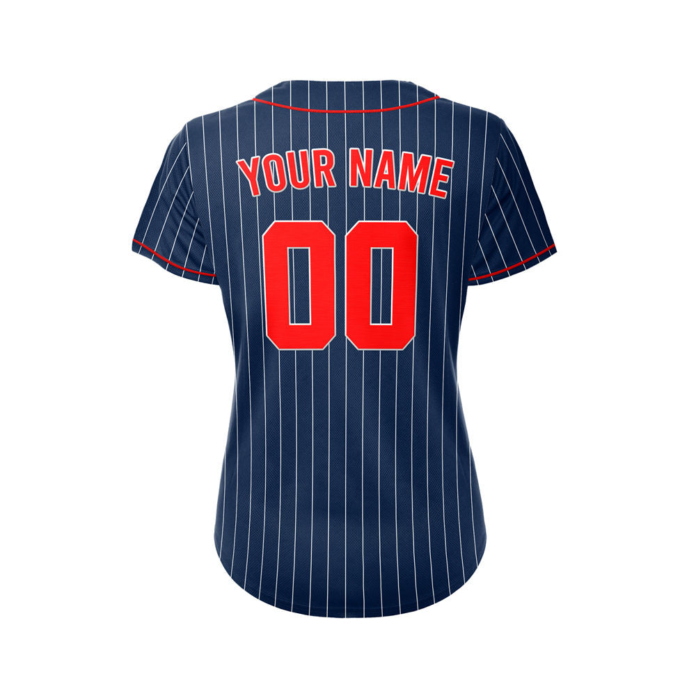 Women Custom Sublimation Navy Pinstripe Baseball Jersey